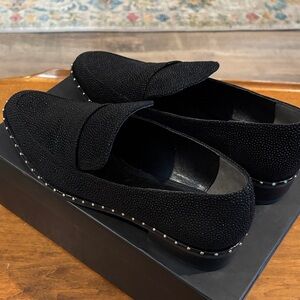 Adriana Papell Black Studded Loafers New in box